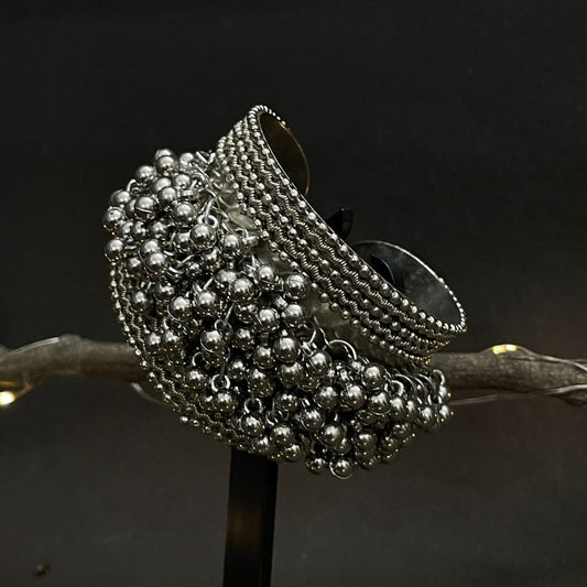 Artificial Silver Cuff Bracelet with Engraved Details