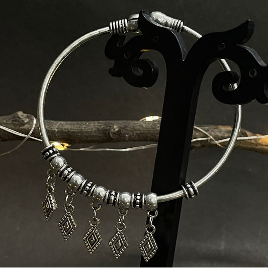 Artificial Silver Bracelet with Heart Charms