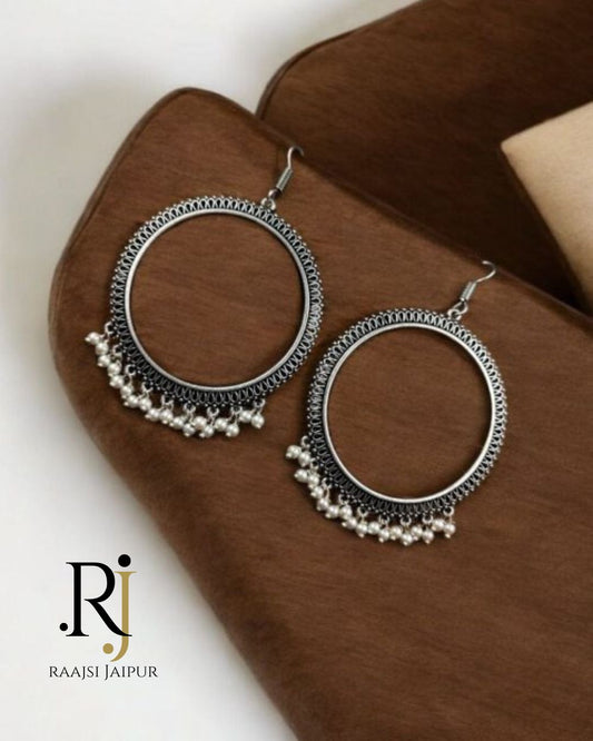 Lightweight Oxidized Hoop Earrings – Silver Plated Elegance