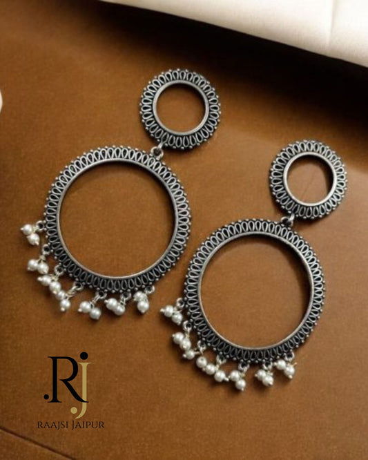 Affordable Oxidized Circle Earrings – Stylish Silver Plated Brass Hoops