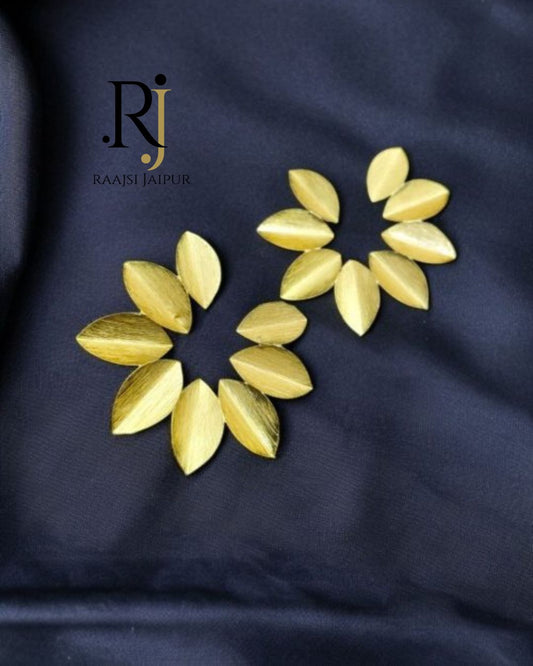 Contemporary Flower Earrings | Gold Leaf Studs for Party & Festive Wear