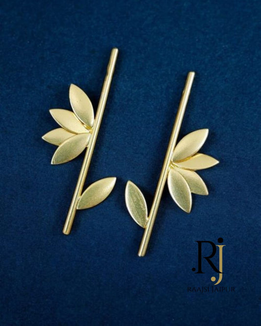 Unique Gold Bamboo Stud Earrings | Contemporary Handmade Jewelry